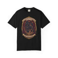 Black Standard Poodle Midnight Masquerade graphic on black Comfort Colors T-shirt, front view