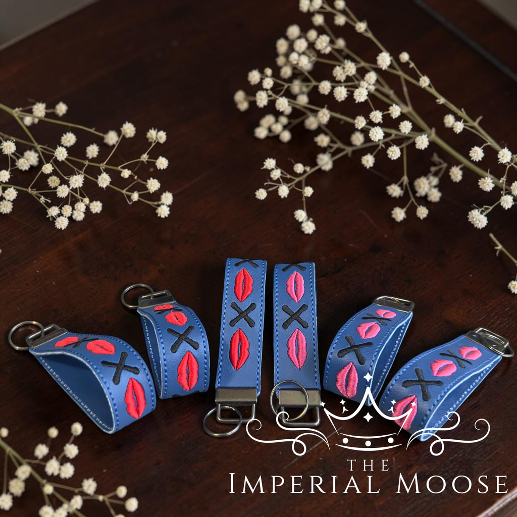Lips and Kisses Embroidered Key Fob Wristlet