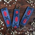 Lips and Kisses Embroidered Key Fob Wristlet